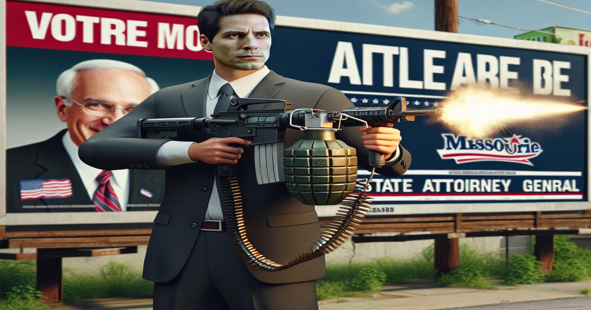 Main image to the post Trump Lawyer Running for Missouri AG Fires Grenade Launcher in Campaign Ad