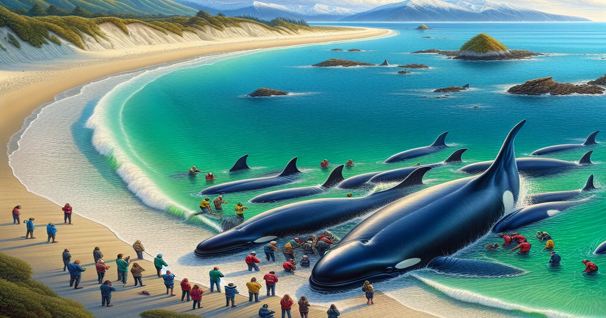 Main image to the post Over 30 Pilot Whales Rescued After Stranding in New Zealand