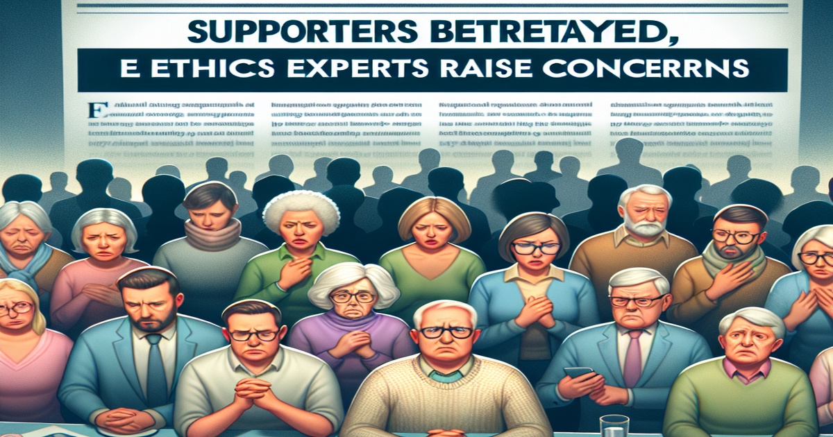 Main image to the post Supporters Feel Betrayed, Ethics Experts Raise Concerns