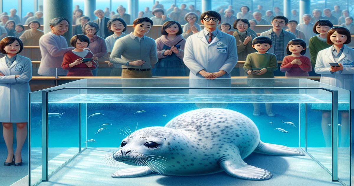 Main image to the post Newborn Spotted Seal Makes Debut at Niigata Aquarium