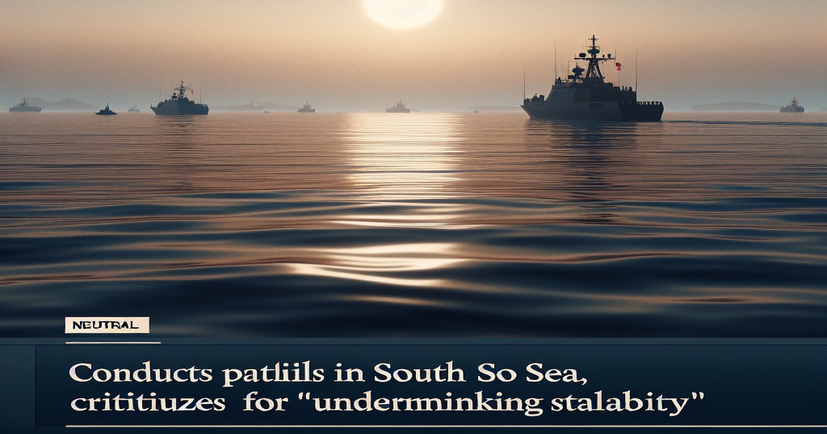 Main image to the post China Conducts Patrols in South China Sea, Criticizes Philippines for 'Undermining Stability'