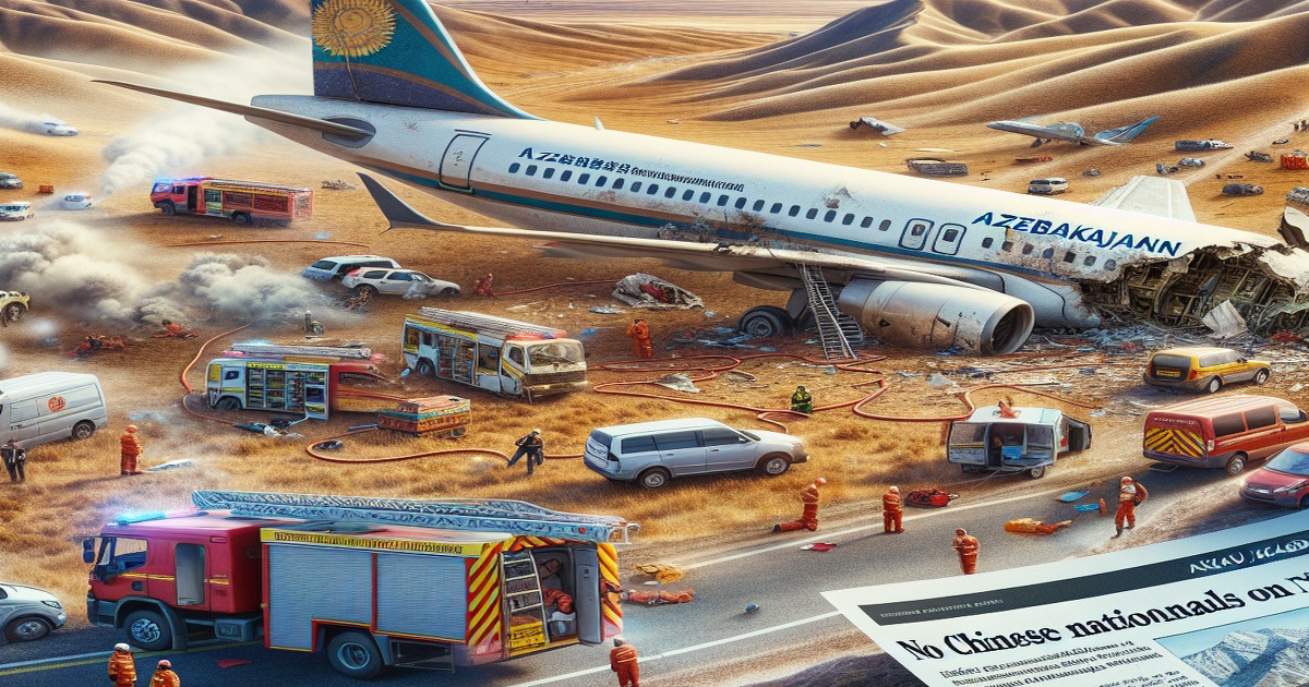Main image to the post No Chinese Nationals on Board Azerbaijan Airlines Plane Crash Near Aktau, Kazakhstan