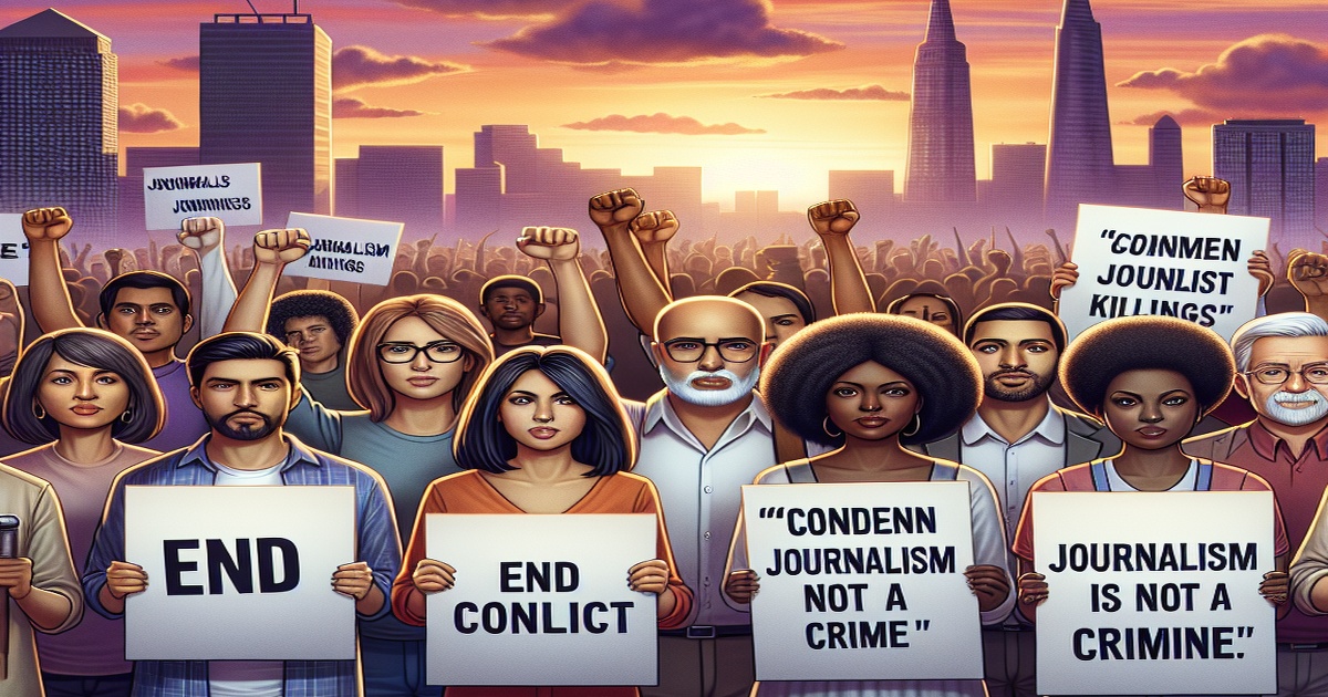 Activists Demand End to Gaza War, Condemn Journalist Killings, Declaring "Journalism Is Not a Crime