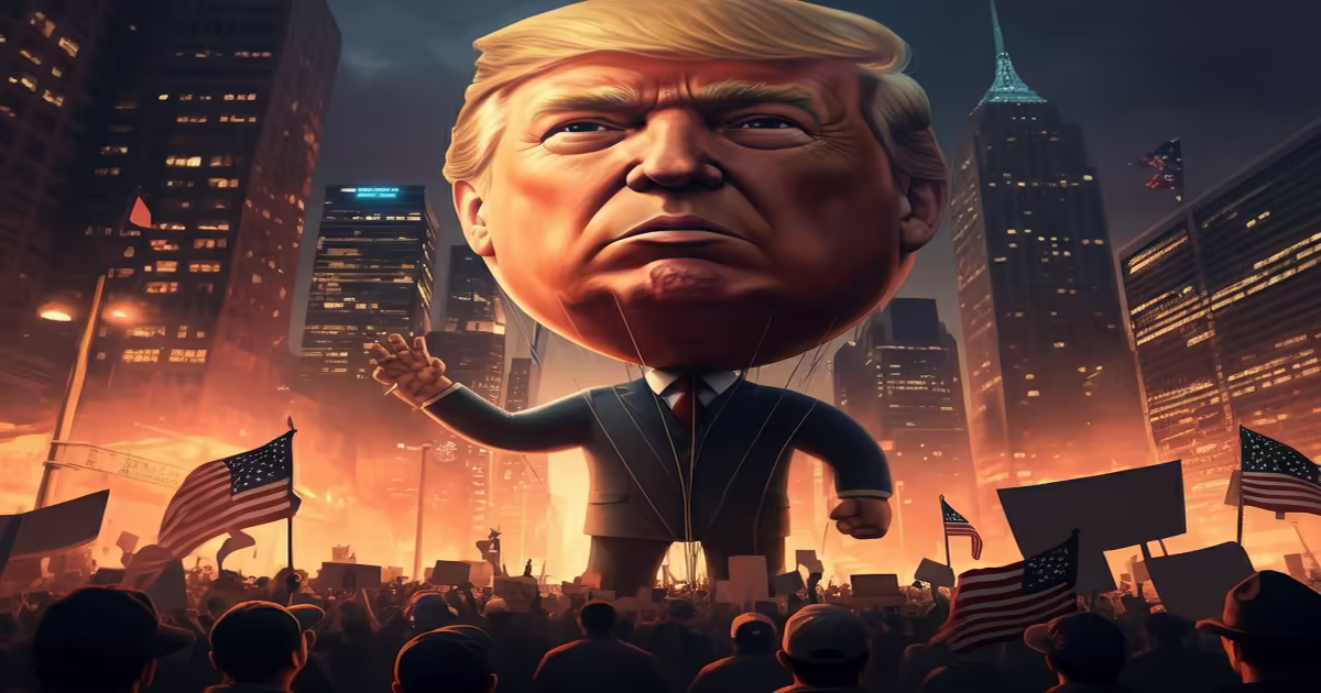 Main image to the post Protests Erupt Nationwide Against President Trump's Policies Featuring Giant Balloon Effigy