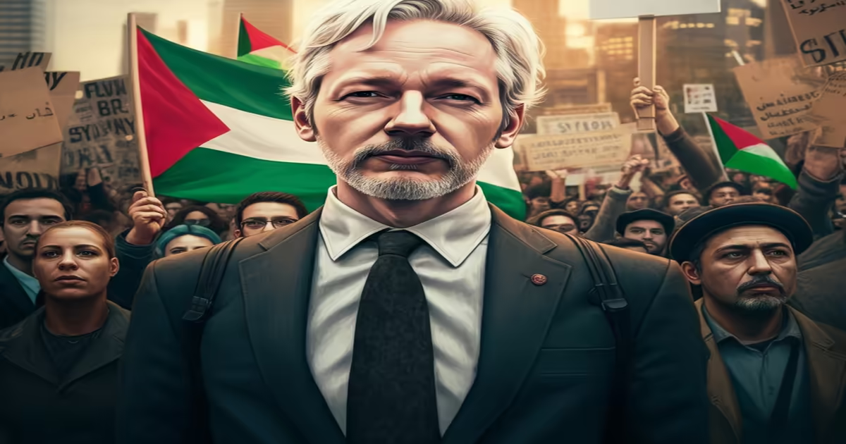 Main image to the post Pro-Palestinian Rally in Sydney Features Julian Assange Among Demonstrators