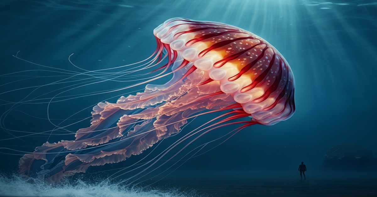 Giant Lion's Mane Jellyfish Surprises Beachgoers in Scotland