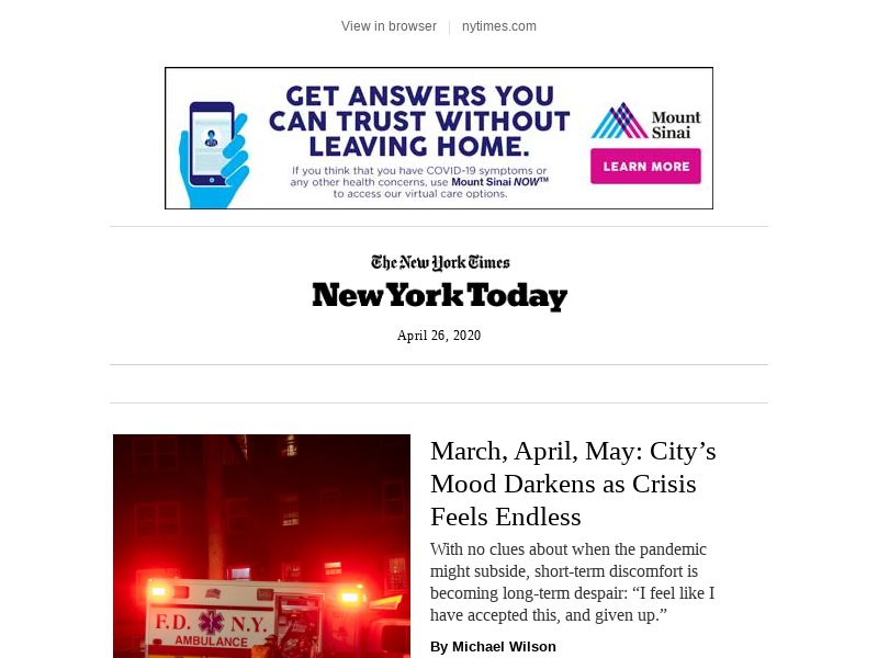 N Y Today March April May City S Mood Darkens As Crisis Feels Endless