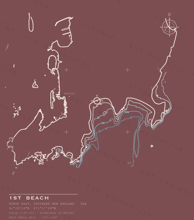 1st Beach chart, the full artwork printed on the back