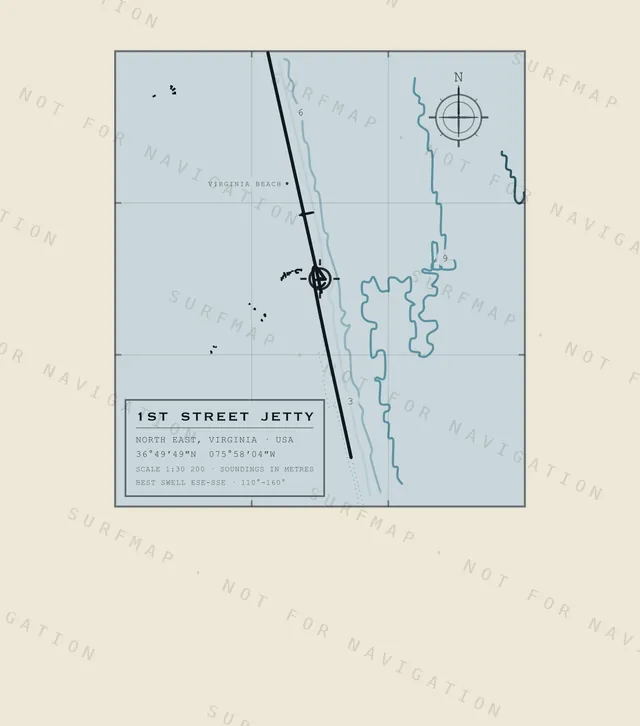 1st Street Jetty chart, the full artwork printed on the back