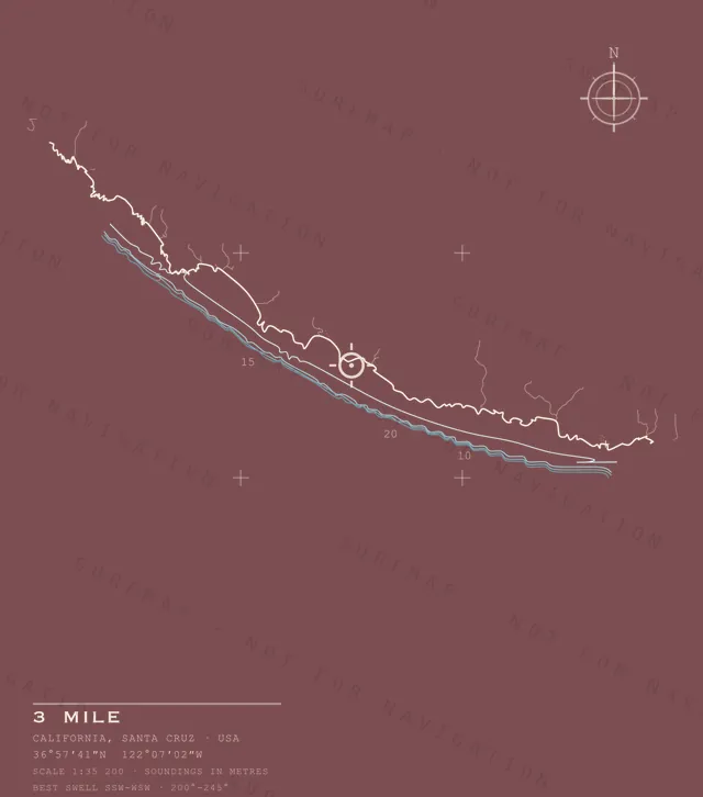 3 Mile chart, the full artwork printed on the back