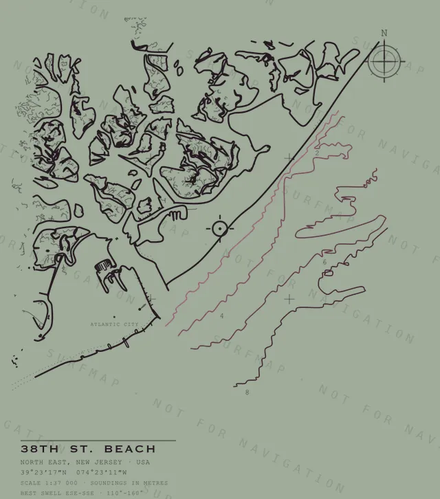 38th St. Beach chart, the full artwork printed on the back