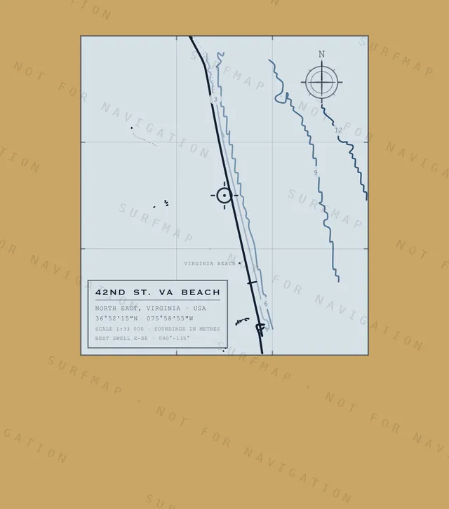 42nd St. VA Beach chart, the full artwork printed on the back