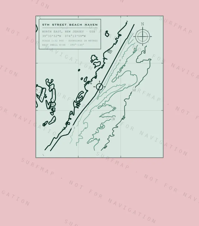 5th Street Beach Haven chart, the full artwork printed on the back