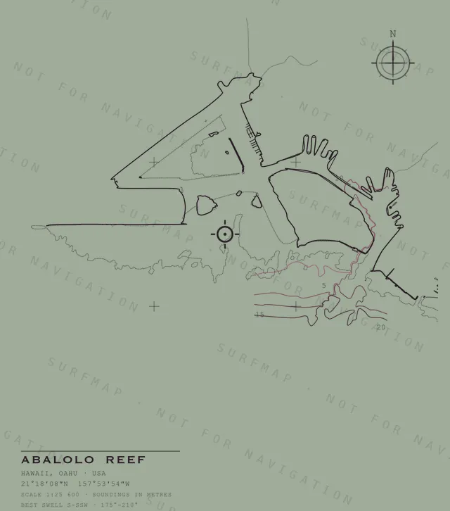 Abalolo Reef chart, the full artwork printed on the back