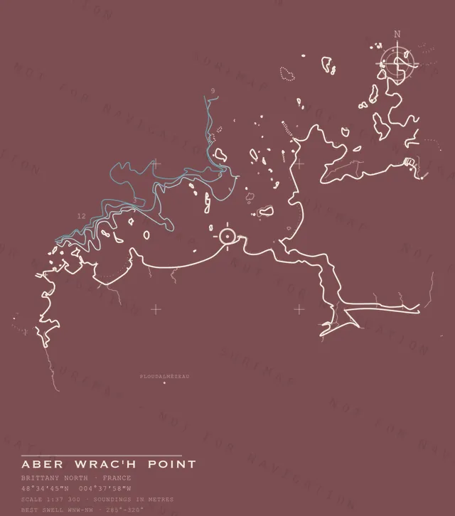 Aber Wrac'h Point chart, the full artwork printed on the back
