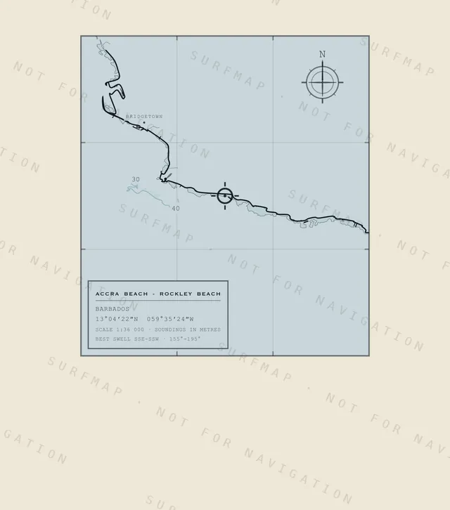 Accra Beach - Rockley Beach chart, the full artwork printed on the back