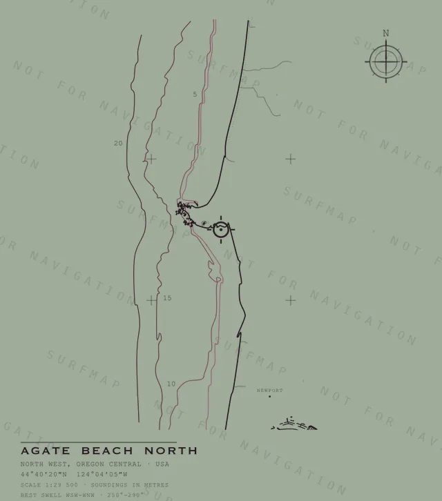 Agate Beach North chart, the full artwork printed on the back