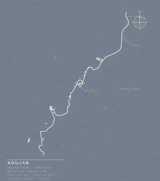 Agujas chart, the full artwork printed on the back