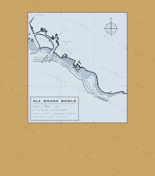 Ala Moana Bowls chart, the full artwork printed on the back