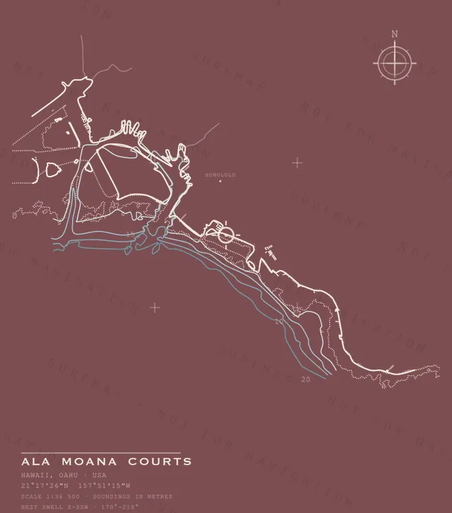 Ala Moana Courts chart, the full artwork printed on the back