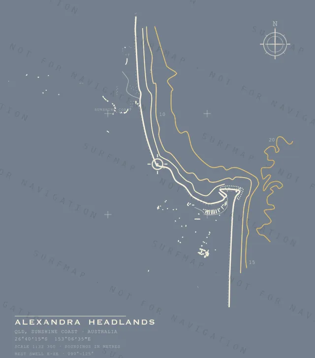 Alexandra Headlands chart, the full artwork printed on the back