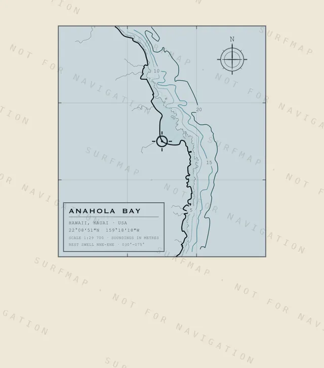 Anahola Bay chart, the full artwork printed on the back