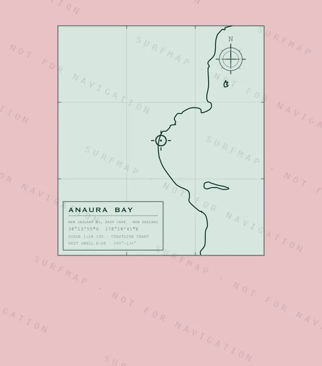 Anaura Bay chart, the full artwork printed on the back