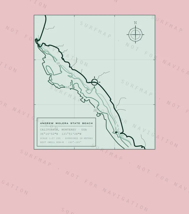 Andrew Molera State Beach chart, the full artwork printed on the back