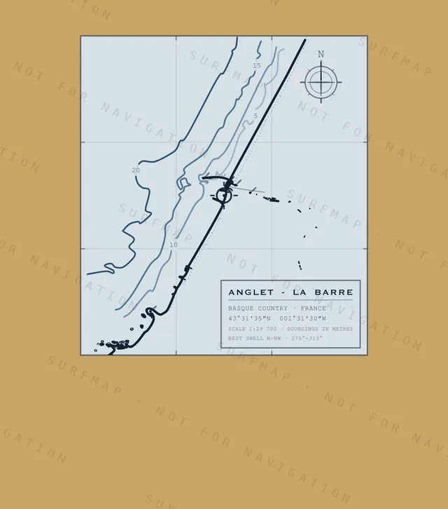 Anglet - La Barre chart, the full artwork printed on the back