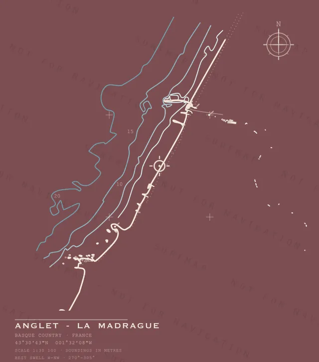 Anglet - La Madrague chart, the full artwork printed on the back
