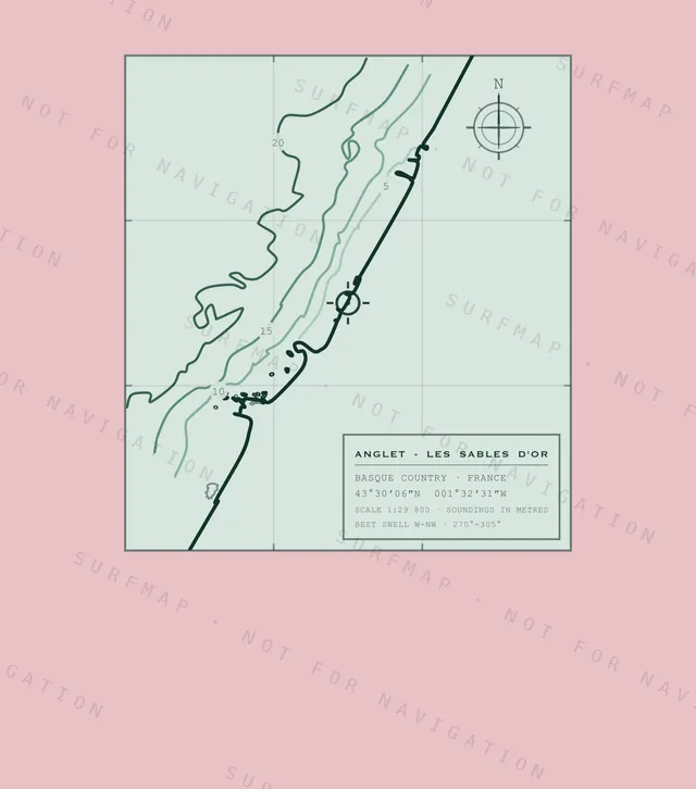 Anglet - Les Sables d'Or chart, the full artwork printed on the back