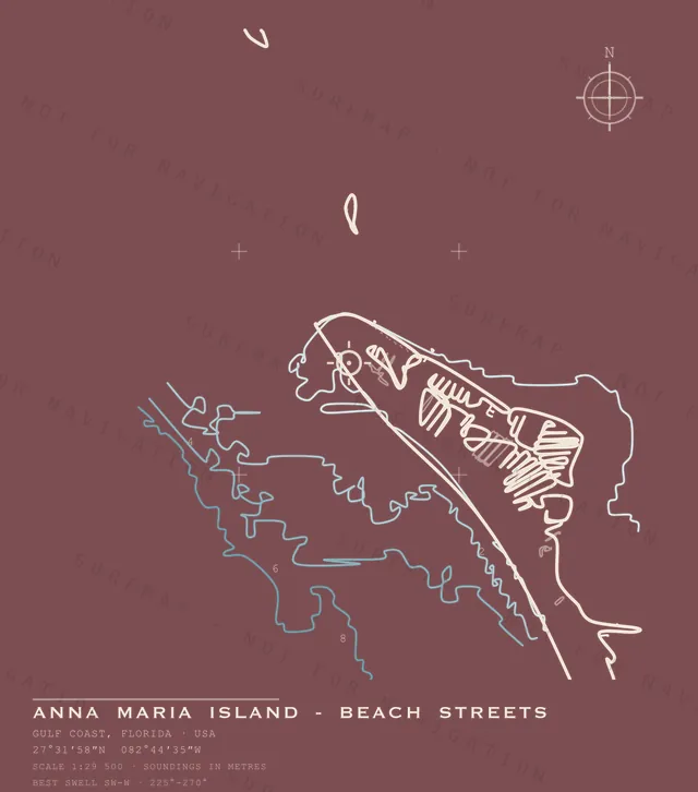 Anna Maria Island - Beach Streets chart, the full artwork printed on the back