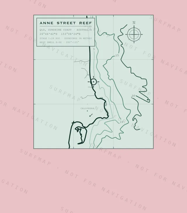 Anne Street Reef chart, the full artwork printed on the back