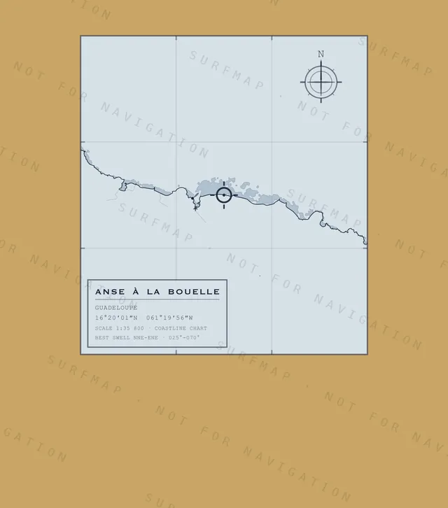 Anse à la Bouelle chart, the full artwork printed on the back
