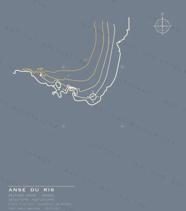 Anse du Ris chart, the full artwork printed on the back