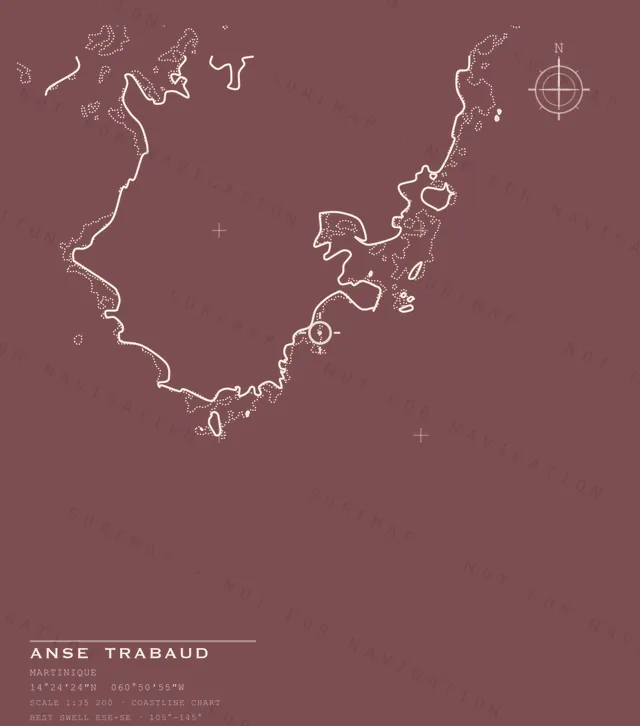 Anse Trabaud chart, the full artwork printed on the back