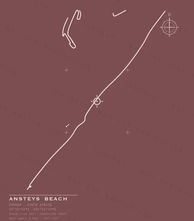 Ansteys Beach chart, the full artwork printed on the back