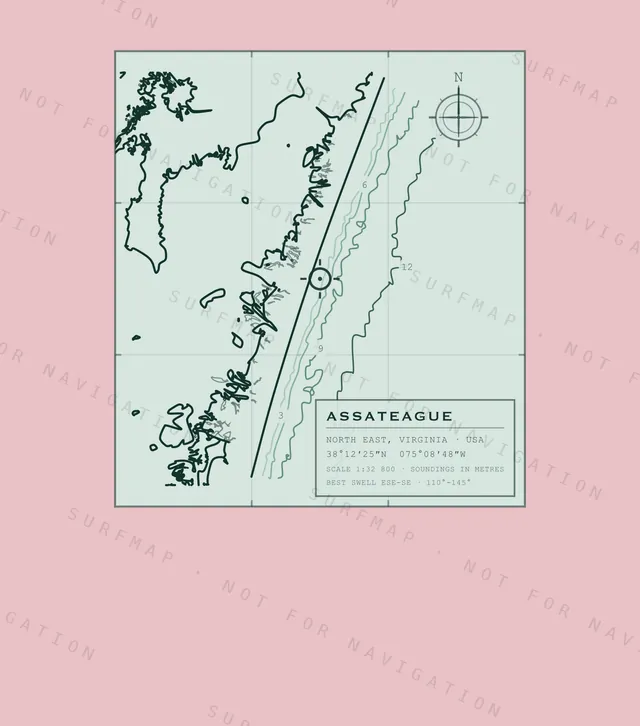 Assateague chart, the full artwork printed on the back