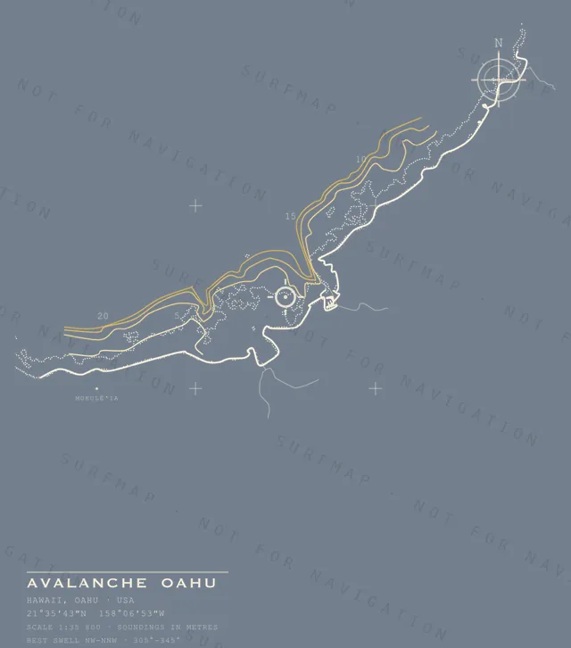 Avalanche Oahu chart, the full artwork printed on the back