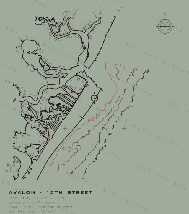 Avalon - 15th Street chart, the full artwork printed on the back