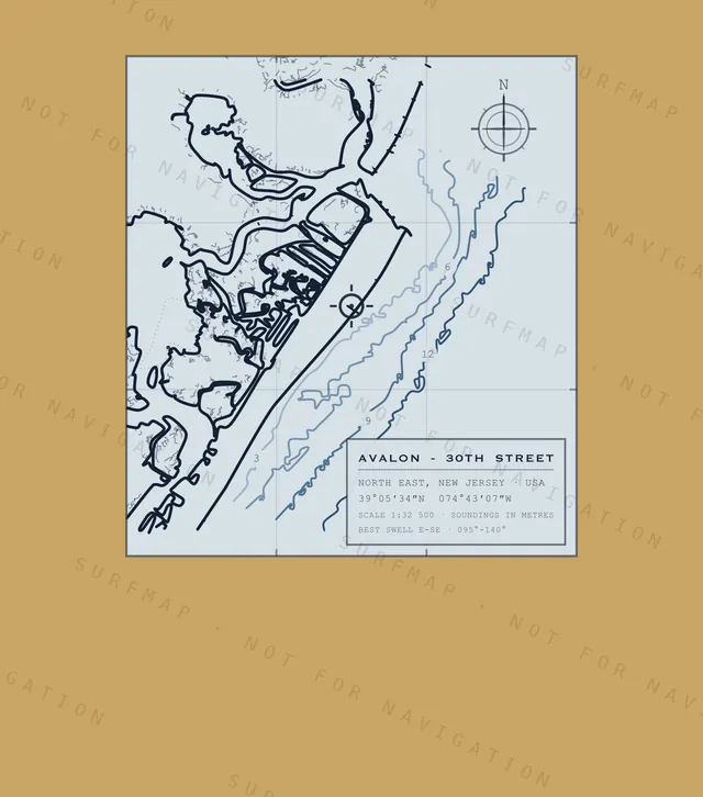 Avalon - 30th Street chart, the full artwork printed on the back