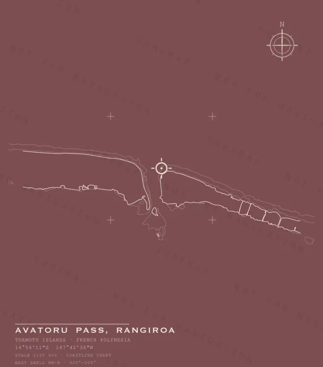 Avatoru Pass, Rangiroa chart, the full artwork printed on the back