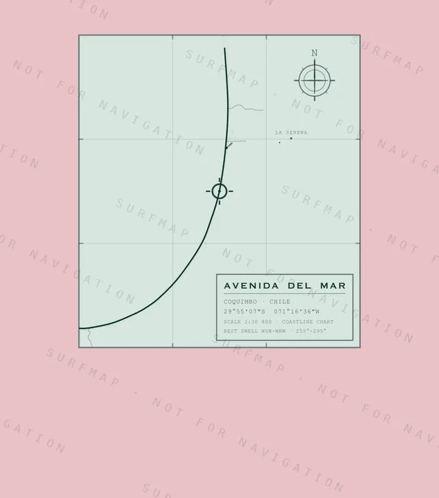 Avenida del Mar chart, the full artwork printed on the back