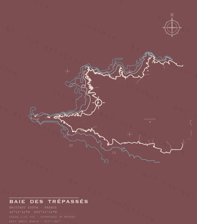Baie des Trépassés chart, the full artwork printed on the back