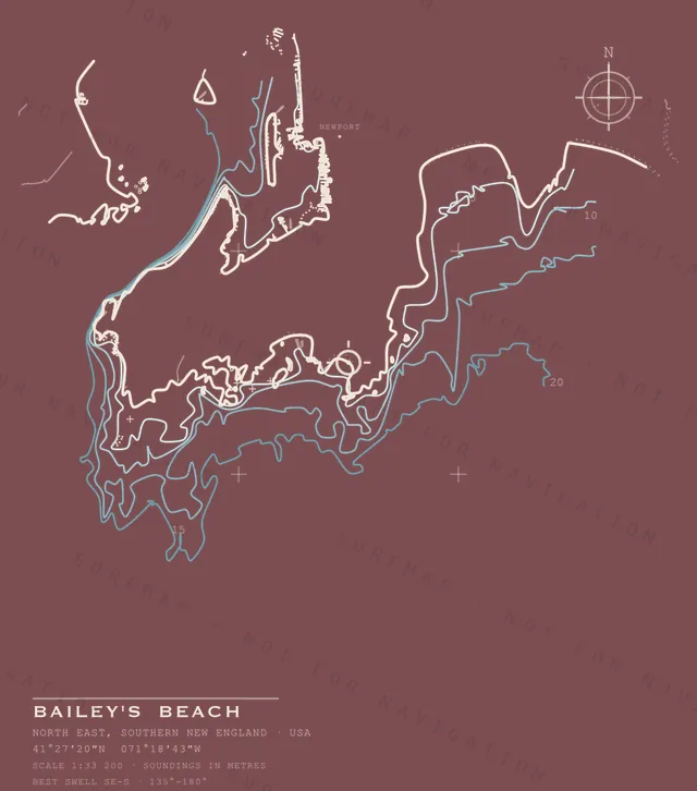 Bailey's Beach chart, the full artwork printed on the back