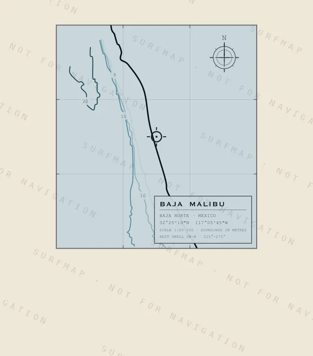 Baja Malibu chart, the full artwork printed on the back