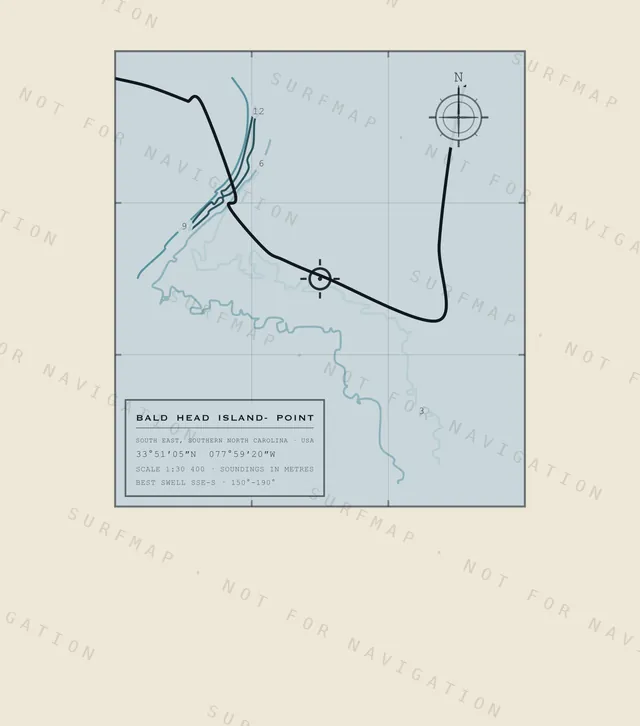 Bald Head Island- Point chart, the full artwork printed on the back