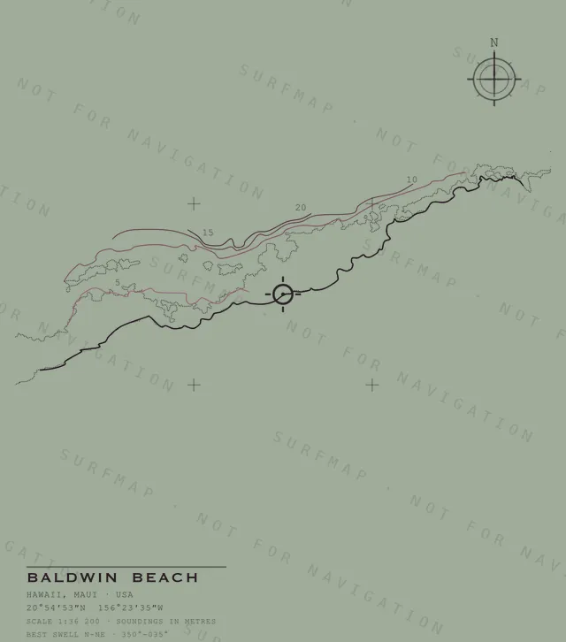 Baldwin Beach chart, the full artwork printed on the back