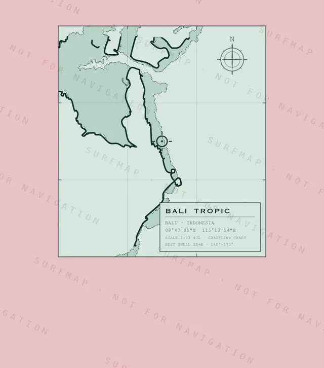 Bali Tropic chart, the full artwork printed on the back