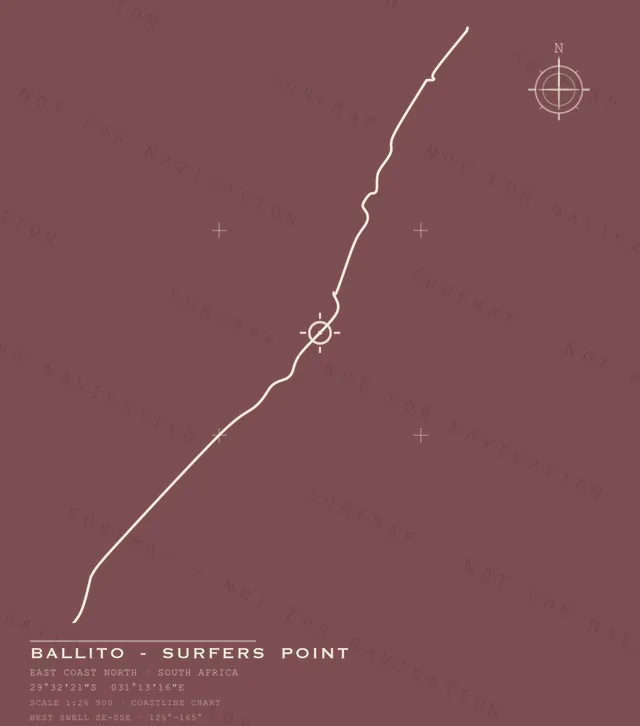 Ballito - Surfers Point chart, the full artwork printed on the back